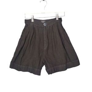Esby Apparel Linen Pleated Shorts High Waist Casual Black Shorts Womens Size‎ 0